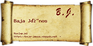 Baja János névjegykártya