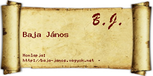 Baja János névjegykártya